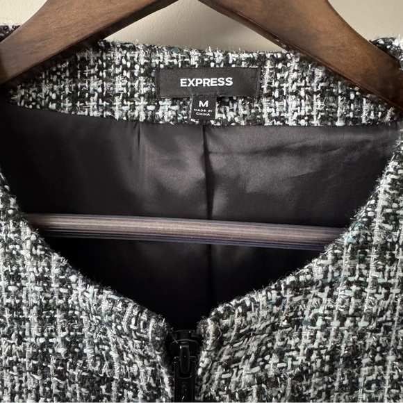 EXPRESS METALLIC PLAID TWEED JACKET WITH BRAIDED DETAIL SIZE MEDIUM - Picture 7 of 9